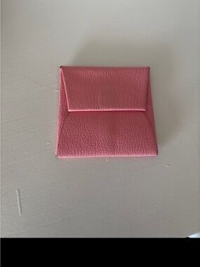 Hermes Pink Leather Envelope Card Holder
